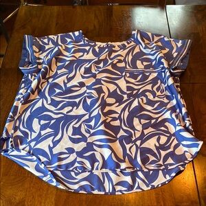 Loft Blue and White Patterned Blouse